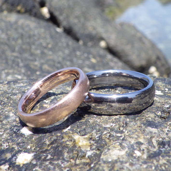 金属の色はこんなにも美しい！タンタルとピンクゴールドの結婚指輪　Tantalum & Pink gold Rings
