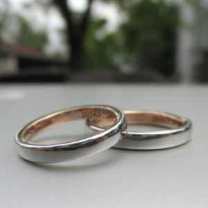 新開発！イリジウムとピンクゴールドを組み合わせた結婚指輪　Iridium & Pinkgold Rings