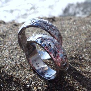 新作！タンタルのハワイアンジュエリー 結婚指輪　Tantalum Rings Hawaian carved