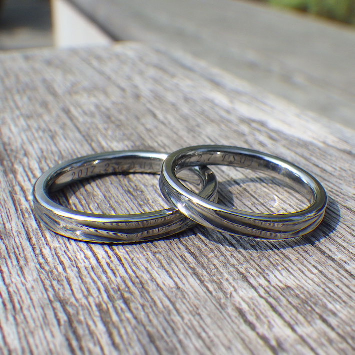 金属アレルギーの方でも一生身につけられるハフニウムの結婚指輪　Hafnium Rings