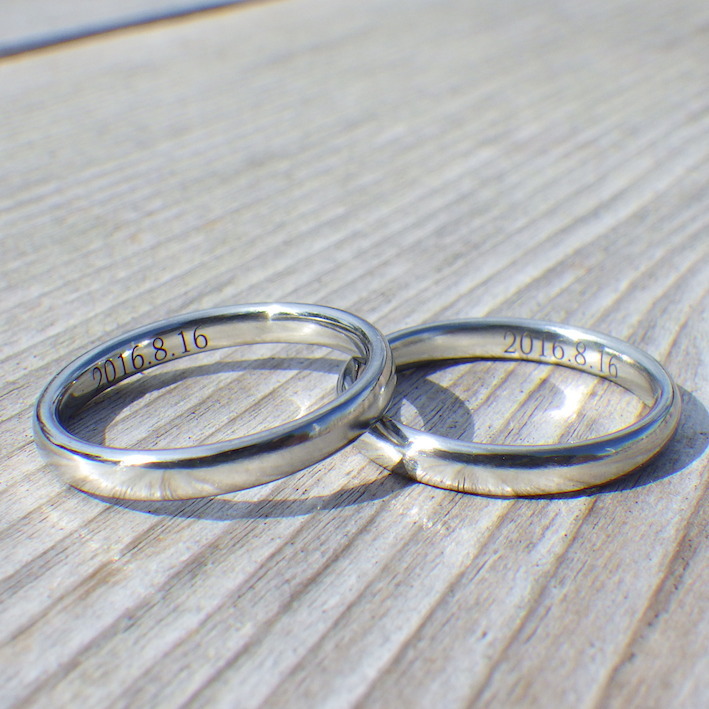 ジャストフィットのオーダーメイド・ハフニウムの結婚指輪　Hafnium Rings