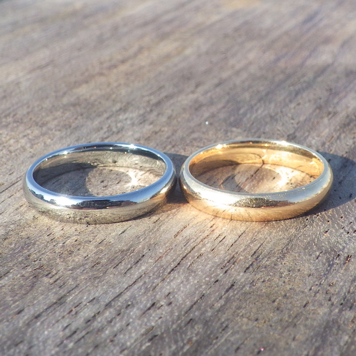 18金ゴールドに金属アレルギーが出てしまう方へ、ハフニウム素材で結婚指輪を再制作