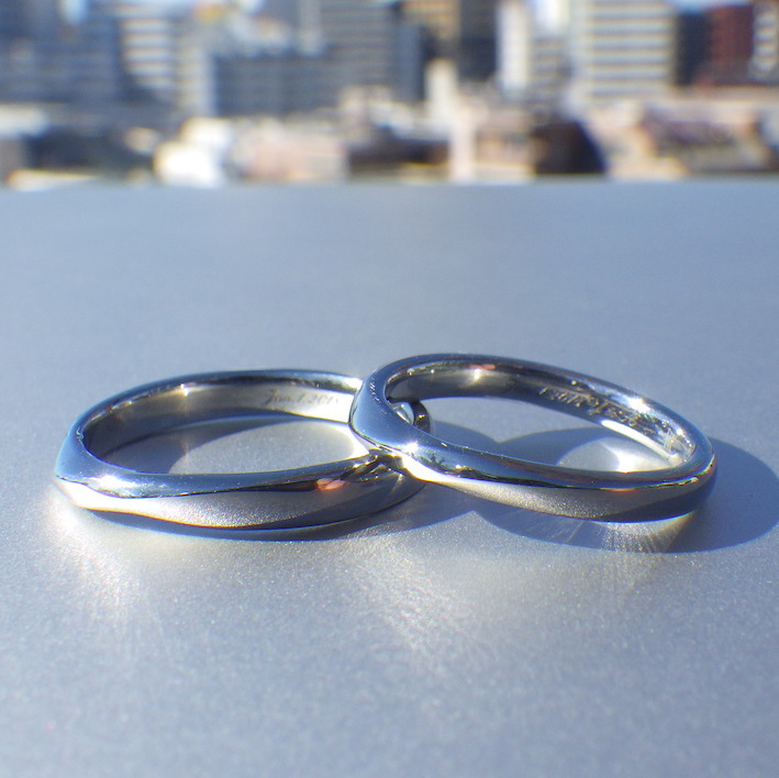 きめ細やかな理想通りのオーダーメイド・ハフニウムの結婚指輪　Hafnium Rings
