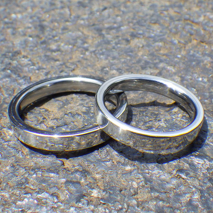 イリジウムとハフニウムを組み合わせた結婚指輪　Iridium & Hafnium Rings