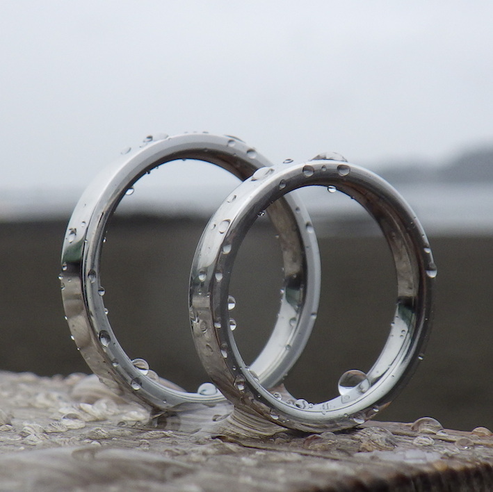 イリジウムとハフニウムを組み合わせた結婚指輪　Iridium & Hafnium Rings