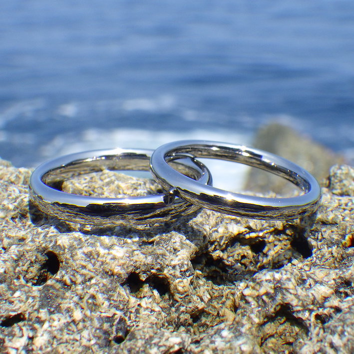 カンボジアとシンガポールからご注文いただいたハフニウムの結婚指輪　Hafnium Rings