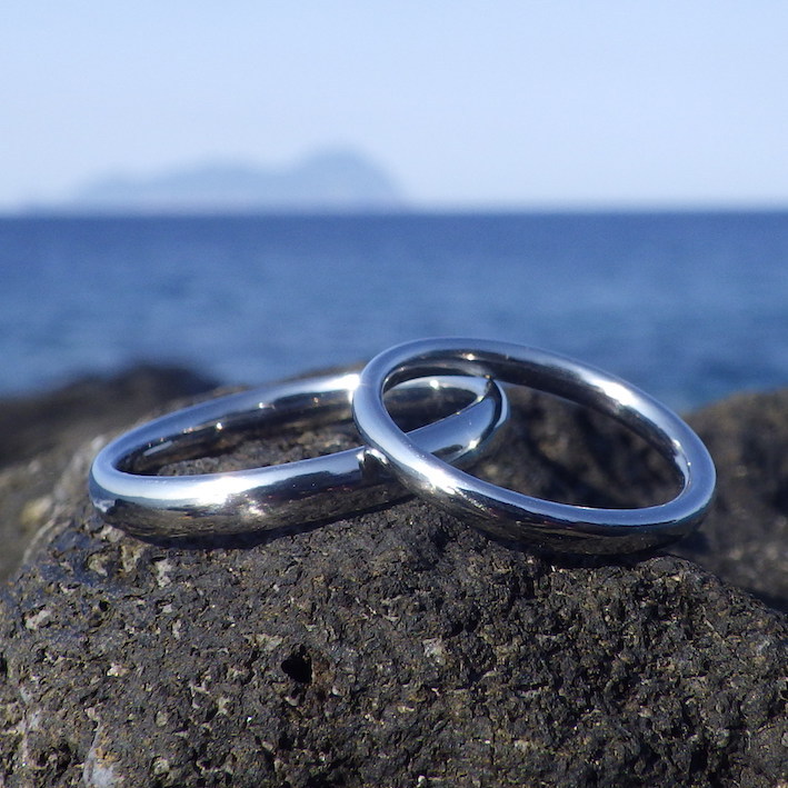 全物質中で最高レベルの安全性・ハフニウムの結婚指輪　Hafnium Rings