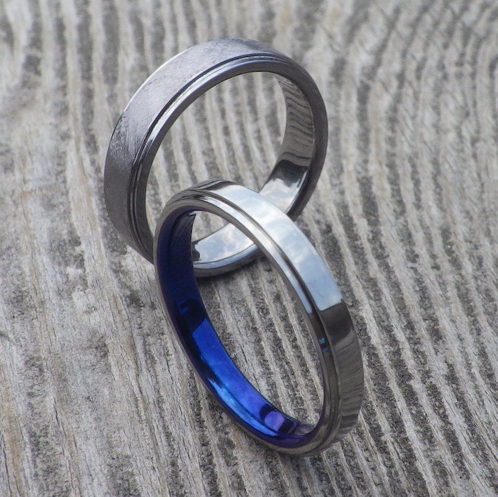 タンタルとハフニウムのペア・お揃いの結婚指輪　Tantalum & Hafnium Rings