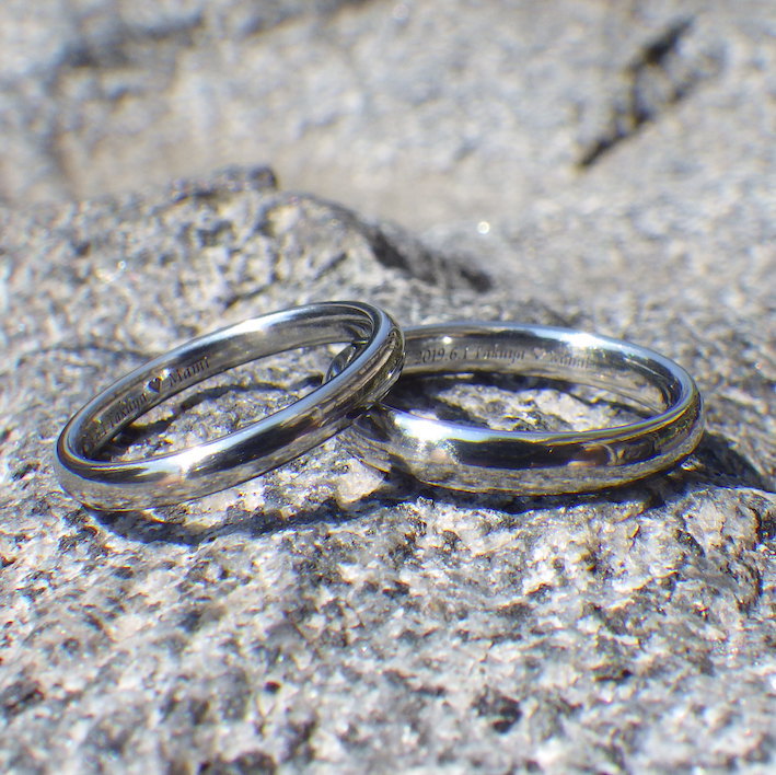 魂をこめた開発と思いやりをこめた制作・ハフニウムの結婚指輪　Hafnium Rings