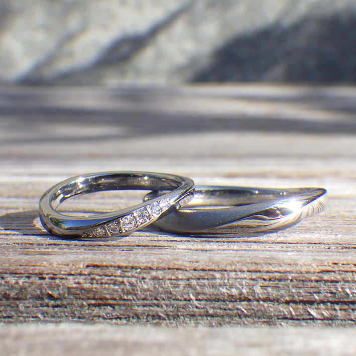 まさに一生の宝物！ハフニウムにダイヤモンドが輝く結婚指輪　Hafnium Rings