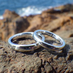 金属の王、全物質の王、イリジウムの結婚指輪　Iridium Rings