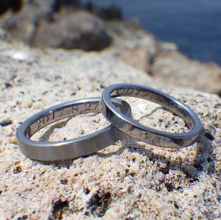 丈夫で一切腐食しない最高の素材・タンタルの結婚指輪　Tantalum Rings
