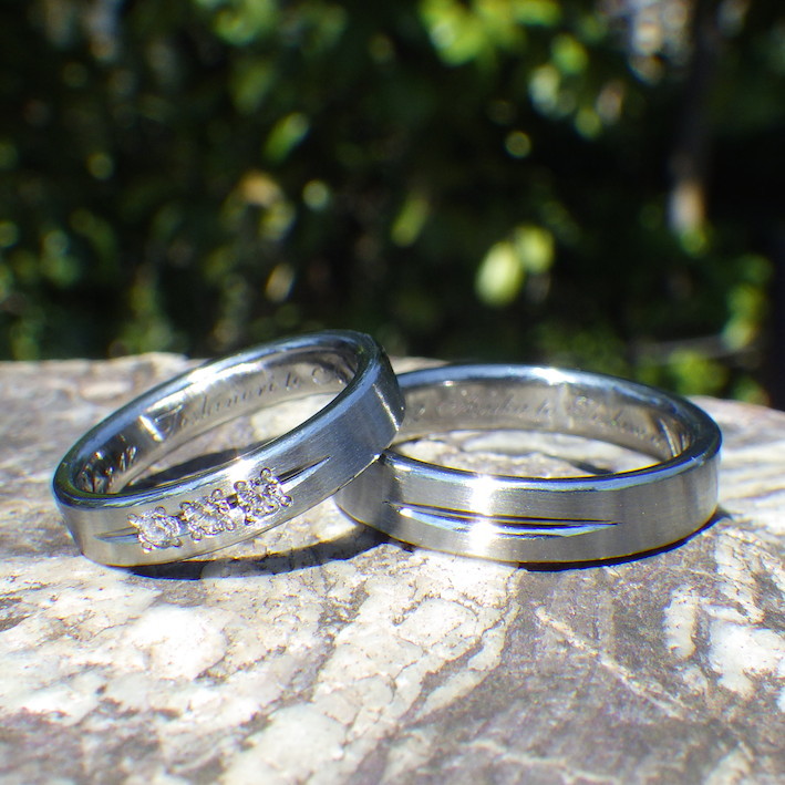 ハフニウムとダイヤモンドの組み合わせの美しさ！ハフ二ウムの結婚指輪　Hafnium Rings