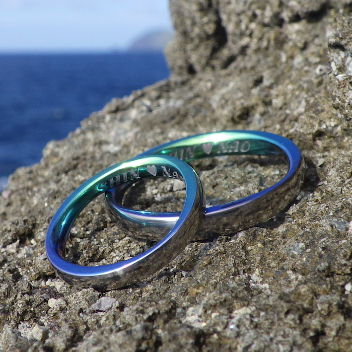 宮古島の海の色・ジルコニウムの結婚指輪　Zirconium Rings