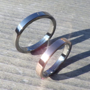 ピンクゴールドとハフニウムを組み合わせた結婚指輪　Pink Gold & Hafnium Rings
