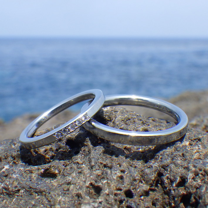 金属アレルギーでも着けられるダイヤモンドの輝き・ハフニウムの結婚指輪　Hafnium Rings