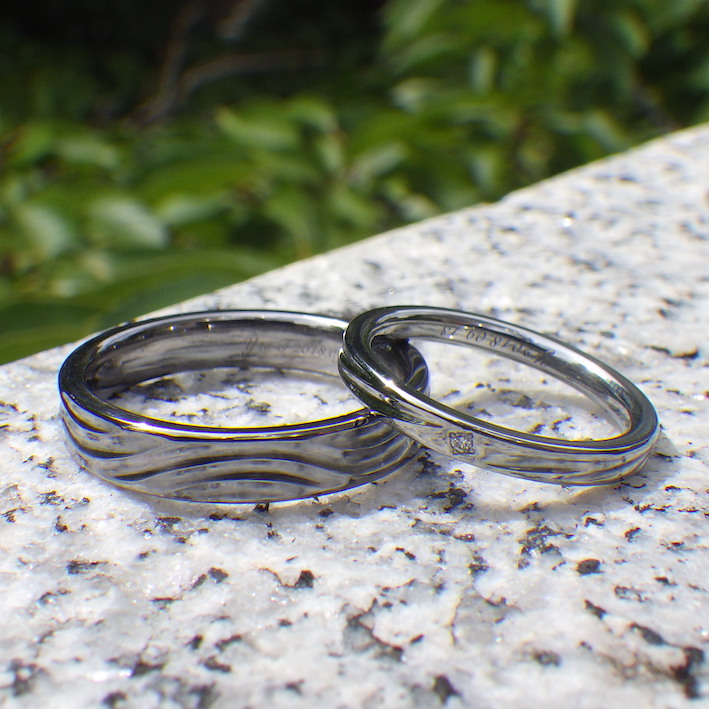 試作を確認できる、きめ細やかなオーダーメイド・タンタルとハフニウムの結婚指輪　Tantalum & Hafnium Rings