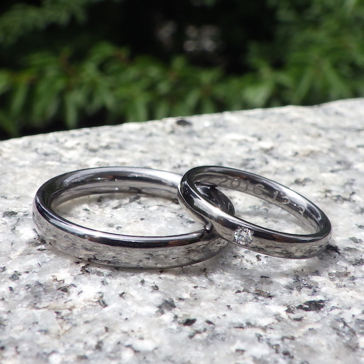 永遠の定番！ダイヤモンドが輝くタンタルの結婚指輪　Tantalum Rings