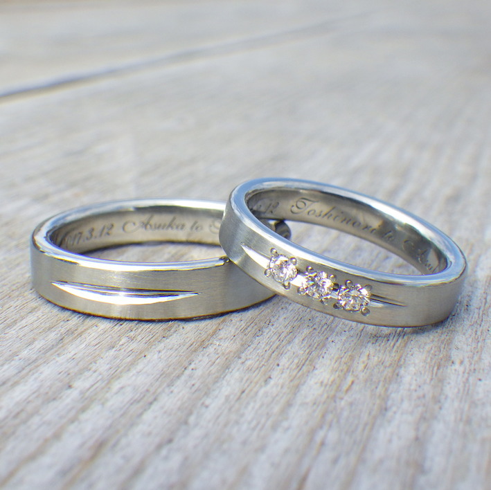 ハフニウムとダイヤモンドの組み合わせの美しさ！ハフ二ウムの結婚指輪　Hafnium Rings