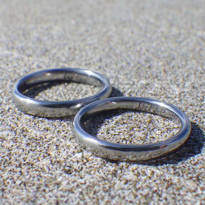 アトピー・金属アレルギーでも安心のレアメタル素材・ハフニウムの結婚指輪　Hafnium Rings
